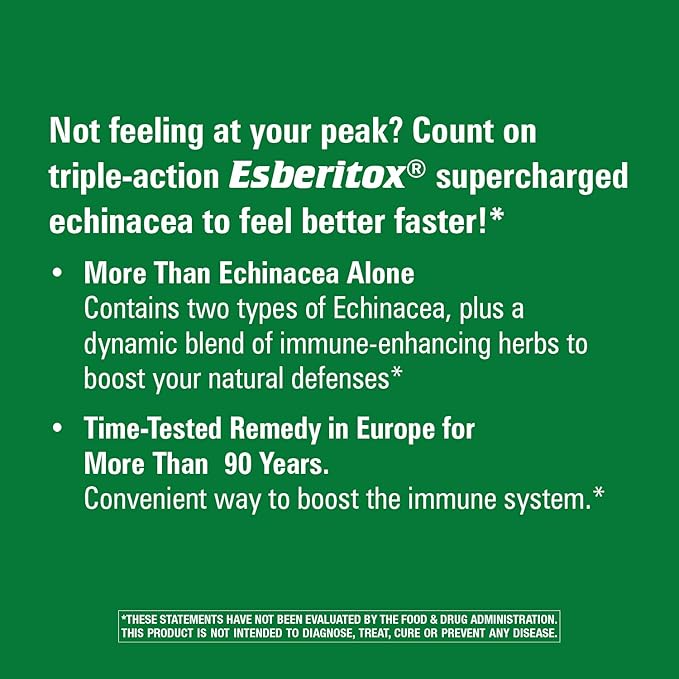 ESBERITOX Supercharged Echinacea – Immune Support – Herbal Supplements - Wild Indigo Root - Purple Coneflower – Made in Germany – 200 Tablets