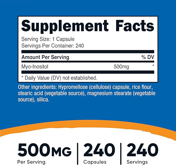 Nutricost Inositol Capsules 500mg, 240 Capsules - Veggie Capsules, Non-GMO, Gluten Free (Myo-Inositol)