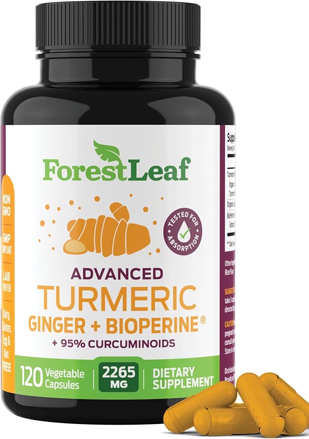Turmeric Supplement Extra Strength 2265mg - Turmeric Curcumin Supplement w/BioPerine Black Pepper - Tumeric and Ginger Supplements, 95% Curcuminoids, Supports Immune & Joint Health, 120 Caps
