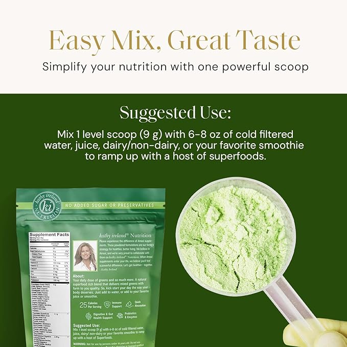 Plant Based Super Greens Powder Mix, Pineapple, 9.5oz