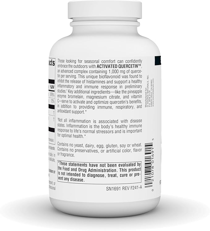 Source Naturals Activated Quercetin, Bioflavanoid Complex, for Seasonal & Immune Support* - 200 Capsules