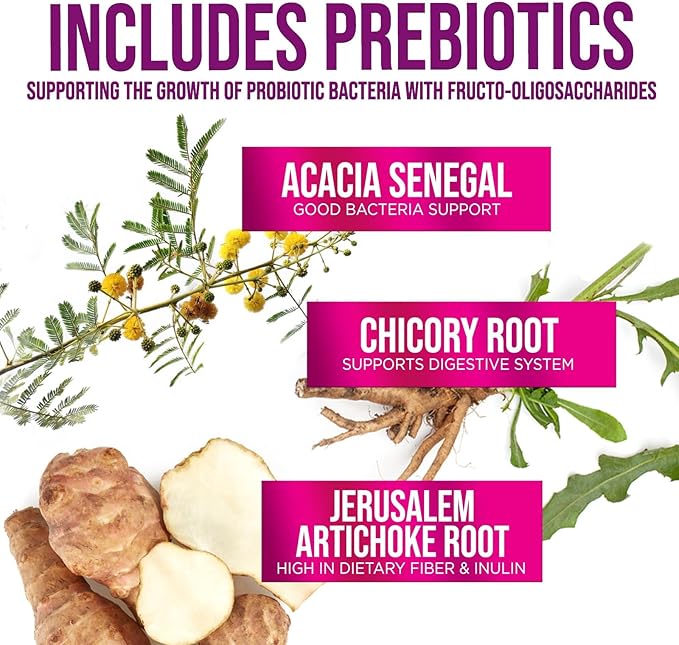 Probiotics 60 Billion CFU per Serving - 10 Strains + Prebiotics - Digestive Health, Gut & Immune Support - Supports Occasional Constipation, Gas & Bloating for Women & Men Shelf Stable - 60 Capsules