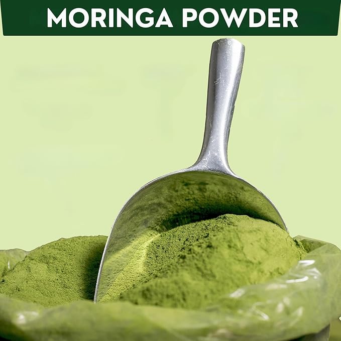 Moringa Powder - 1 lb - Organic Moringa Oleifera - 100% Raw and Pure Moringa Leaf Powder - Great for Drinks, Tea, Smoothies & Recipes - Food-Grade, Vegan, Resealable Stand-Up Bag