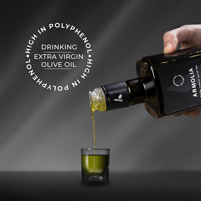ARMOLIA 6-Pack Olive Oil Extra Virgin, Cold Pressed, Early Harvest, High Polyphenol (<400mg/kg), Low Acidity (0.14%), 2025 Gold Award Winner, Drinking Premium Glass Bottle EVOO ( 6 Pack x 500mL, 101.4 Oz )
