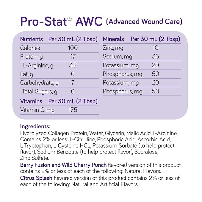 Pro-Stat Advanced Wound Care (AWC), Concentrated Liquid Protein Medical Food - Wild Cherry Punch Flavor, 30 Fl Oz bottle (Case of 4)