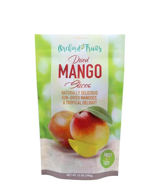 Sun Dried Mango Slices | Less Sugar Added and No Food Color | Dehydrated Fruit Pieces for Snacking, Baking or Cooking | Kosher Certified | Healthy Dried Fruit Snacks for Adults & Kids | Resealable Bag - 12 oz | The Snackery