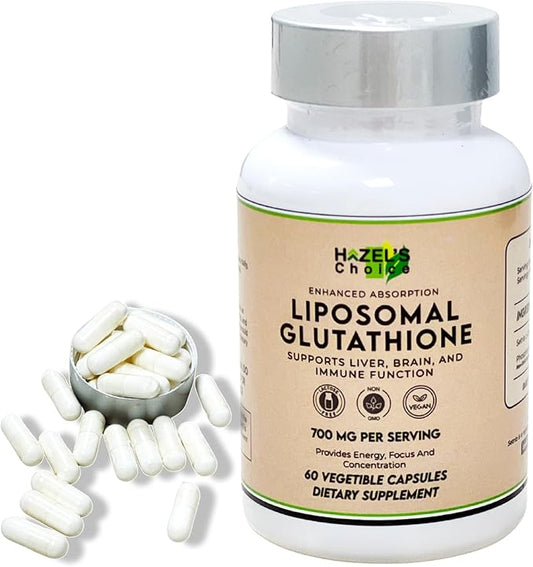 HAZEL'S Choice Liposomal Glutathione 700mg | 60 Vegetable Capsules | Vegan, Non-GMO, Lactose-Free | Plant-Based Format