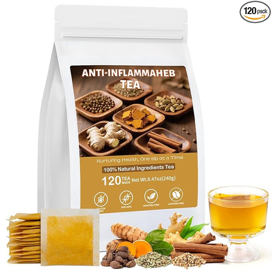 Anti-Inflammaheb Tea, 100% Natural Inflammation Tea from Premium Turmeric, Ginger, Cinnamon, Cardamom, Cumin, Coriander Seeds Herbal Ingredients, Supports Antioxidant, Boost Immunity (1 Pack/120 Bags