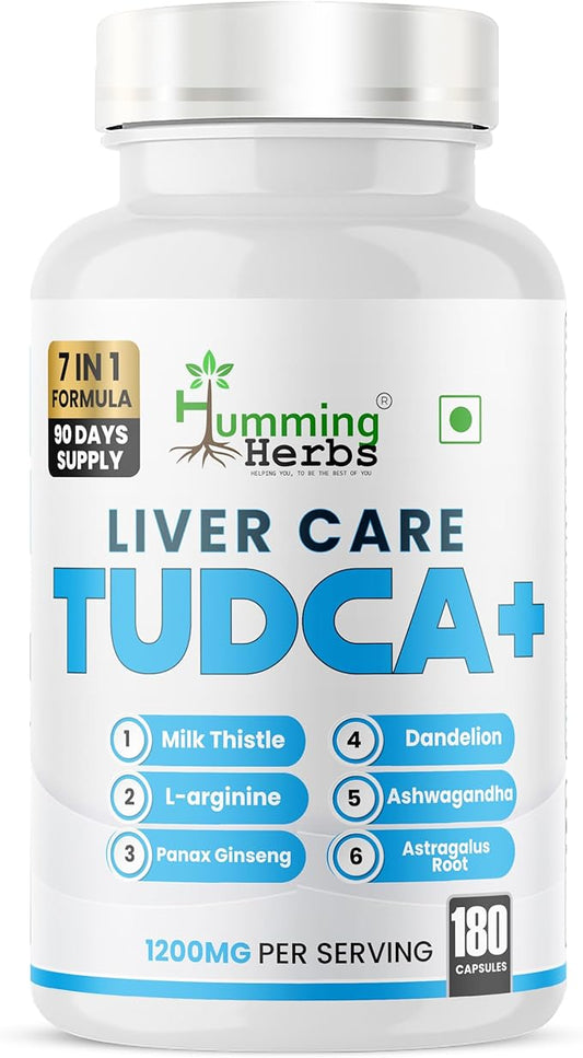 TUDCA Supplement 7in1 Complex with Milk Thistle, L-Arginine, Ashwagandha, Dandelion, Astragalus Root – 180 Capsules