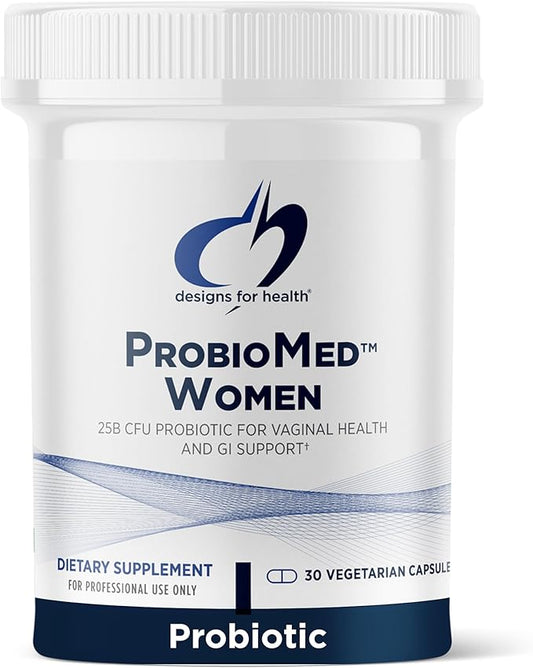 Designs for Health ProbioMed Women - Vaginal Probiotics to Support pH Balance, Vaginal Comfort, Immune Health & Gut Health for Women - Dairy-Free Probiotic (30 Capsules)