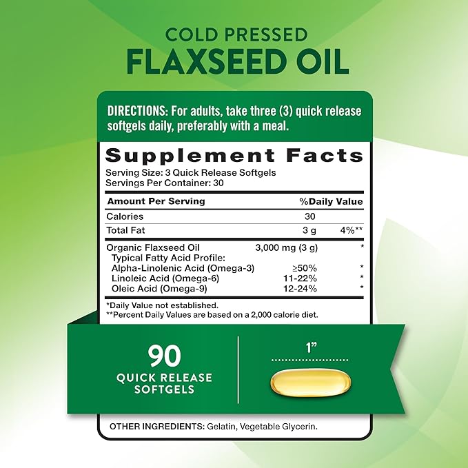 Nature's Truth Flaxseed Oil Softgels | 90 Count | Cold Pressed, Non-GMO & Gluten Free Supplement