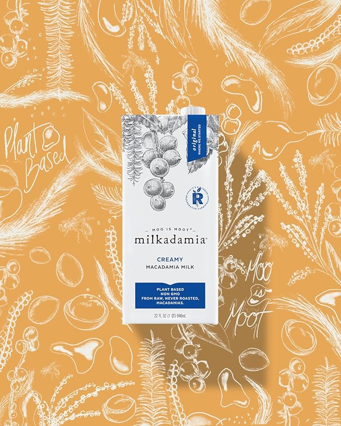 milkadamia Macadamia Milk - Creamy - 32 Fl Oz (Pack of 6) - Lactose Free, Vegan, Shelf Stable, Plant Based, Non Dairy, Dairy Free