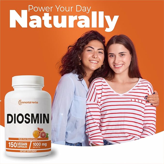 Pure Diosmin 1000mg Complex Formula, 150 Capsules, Citrus Bioflavonoids Rich Fruit Extract, 100% Vegetarian, Non-GMO & Gluten Free Diosmin Supplement