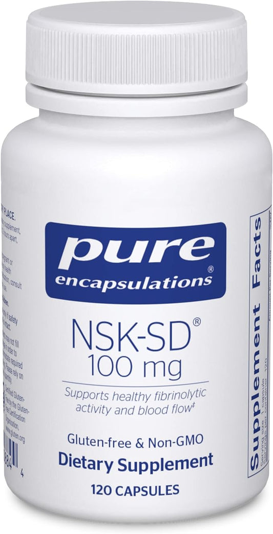Pure Encapsulations NSK-SD - 100 mg Nattokinase - for Normal Blood Circulation - Supports Fibrinolytic Activity* - Gluten Free & Non-GMO - 120 Capsules