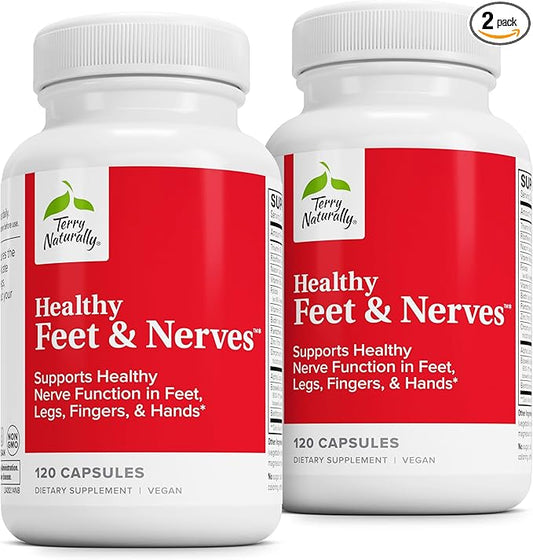Terry Naturally Healthy Feet & Nerves - Herbal Supplement with Bioactive Vitamin B12 - Circulation & Nerve Health Support Supplement - Vegan Capsules with Boswellia Serrata - 120 Capsules (Pack of 2)