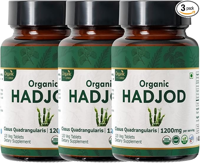Hadjod 120 Tablets – USDA Organic Cissus Quadrangularis – Supports Joint Strength & Mobility* - Pack of 3