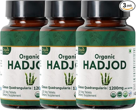 Hadjod 120 Tablets – USDA Organic Cissus Quadrangularis – Supports Joint Strength & Mobility* - Pack of 3