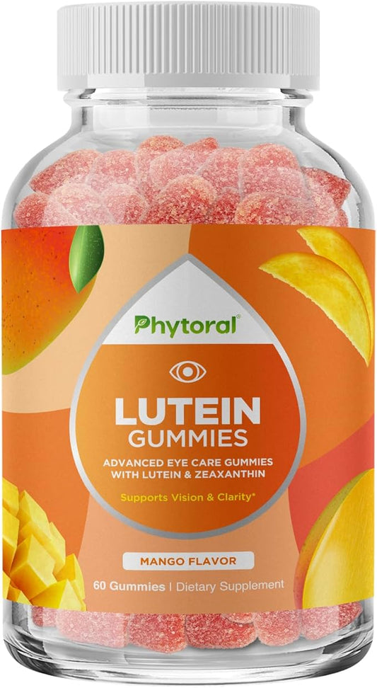Phytoral Adults Lutein Gummies - Mango Flavored Potent Lutein and Zeaxanthin Supplements for Eye Health - Eye Vitamins for Blue Light Protection, Dryness, Strain Support & Visual Sharpness - 60 Count