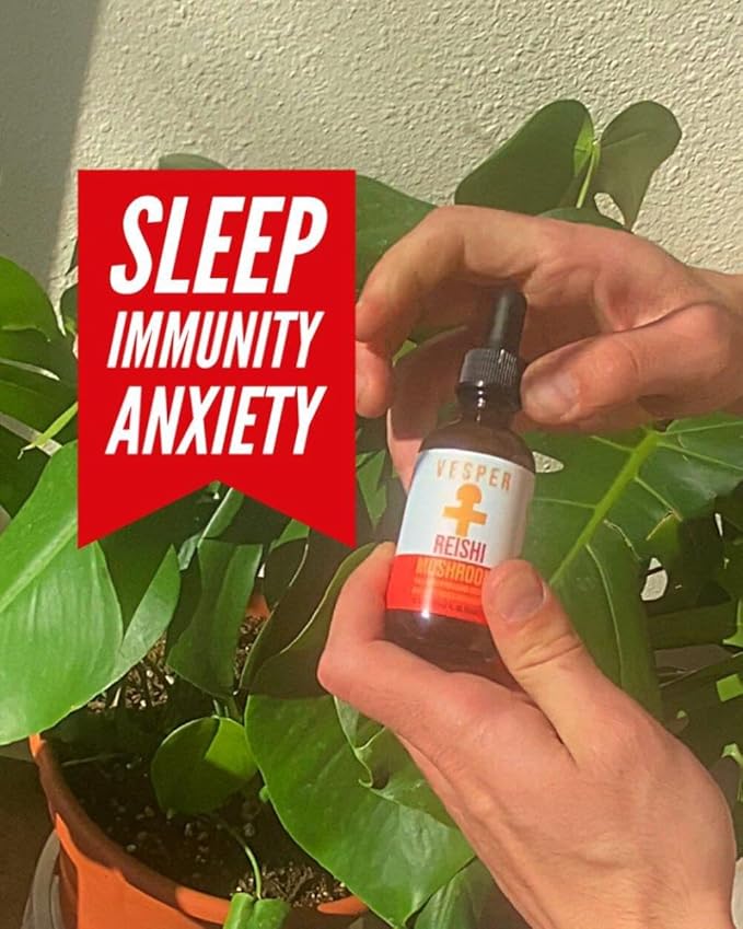 Vesper Reishi Mushroom Liquid Extract - Double Extraction with Wild Huckleberries for Relaxation, Stress Relief, Immune Support, USA-Grown, for Calm & Restful Sleep – 2oz