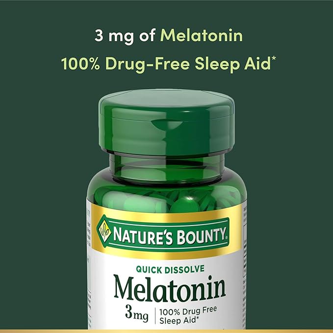 Nature's Bounty Melatonin 3mg Quick Dissolve, Sleep Aid Supplement, Sleep Aids for Adults, Cherry Flavor, 240 Count (Pack of 1), Package May Vary