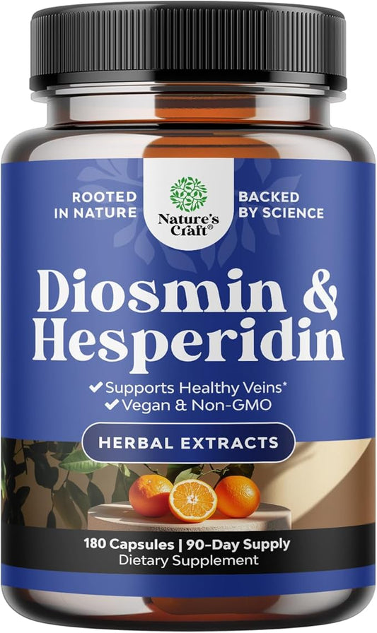 Diosmin Hesperidin 1000mg Complex for Circulation - Hesperidin & Diosmin Complex 1000mg from Bitter Orange for Vein Support - ISO 17025 Lab Tested - Vegan Non-GMO & Gluten Free (3 Month Supply)