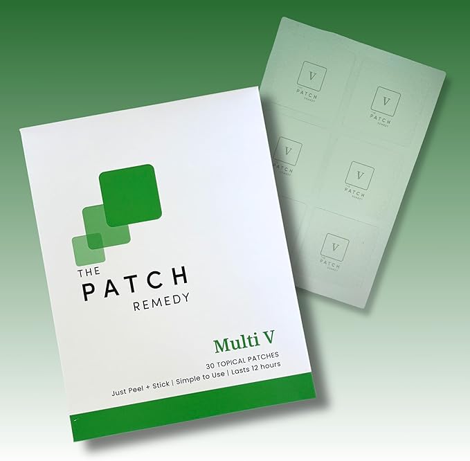 Multi V Patches - Topical Multi Plus Blend with D3, K2, Magnesium Chloride, Zinc, Liposomal C, Potassium, Iodide, Biotin Plus More | Nutrient Patch for Women & Men