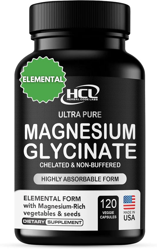 Pure Magnesium Glycinate Capsules - Non-Buffered 350mg Elemental Magnesium Supplement - Chelated High Absorption & Purity Magnesium Complex - Made in USA