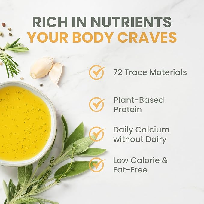 Boon Broth - Savory Plant-Based Soup Powder with 72 Trace Minerals - Supports Bones, Joints, & Skin - High-Calcium Vegan Broth for Sipping, Fasting & Gut Health - 4 oz