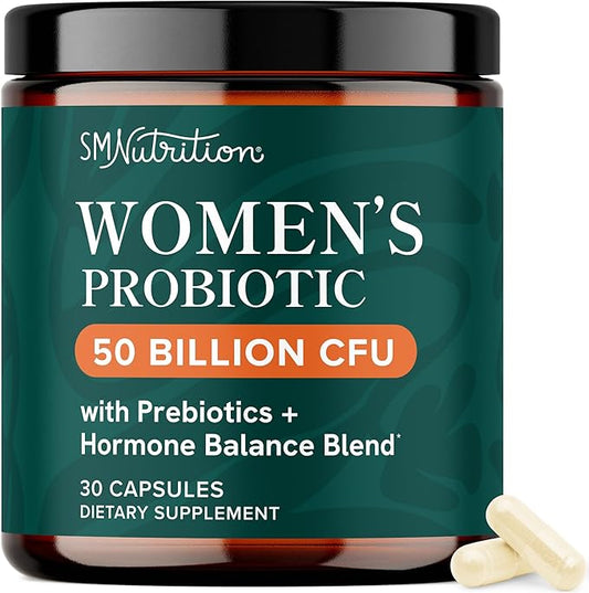 Probiotics for Women | 50 Billion CFU for Vaginal, pH Balance & Digestive Health Support | Female Probiotics with Prebiotics & Hormone Balance Blend | Shelf Stable | Vegan, Gluten-Free | 30 Ct