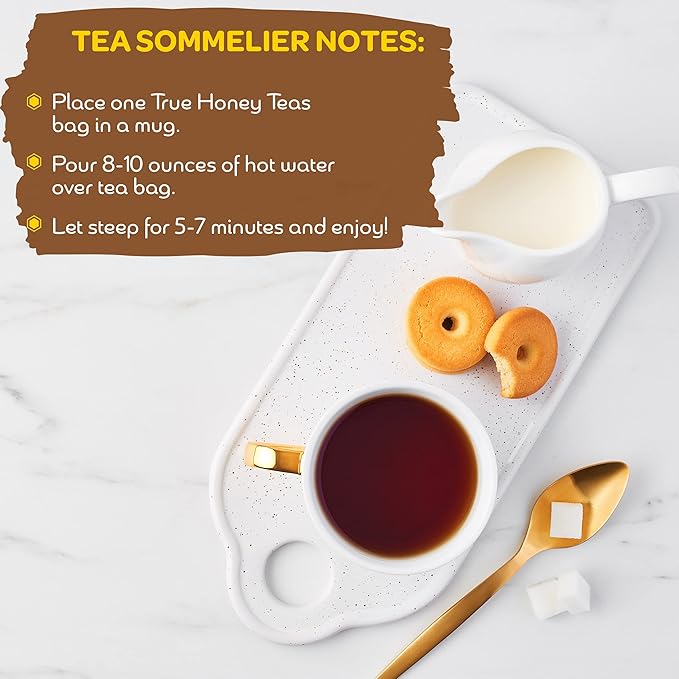 True Honey English Breakfast Tea Pods - Honey Crystals Blended in Every Tea Pod - Strong Antioxidant Support - All Natural Organic Herbal Caffeinated Tea 22 Count