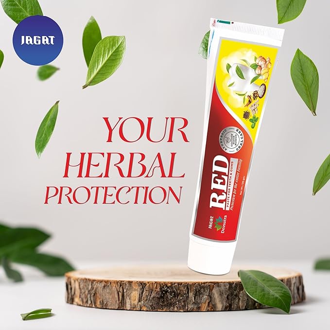 Jagat Devsutra Red Toothpaste | Doctor Recommended Ayurvedic, Organic & Herbal | 100% Natural Teeth Whitening, No Fluoride & Artificial Colors, Gum Cure, Vegan - Pack of 4