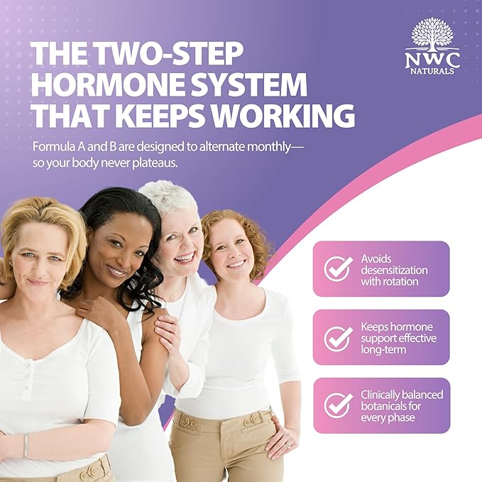 NWC Naturals Ultra-Hormone Support Combo, Hormone Harmony for Women & Rotating Hormone Balance for Women, 2-Pack (Formulas A + B, 360 Capsules) – Menopause & Cycle Support with B-Vitamins & Adaptogens