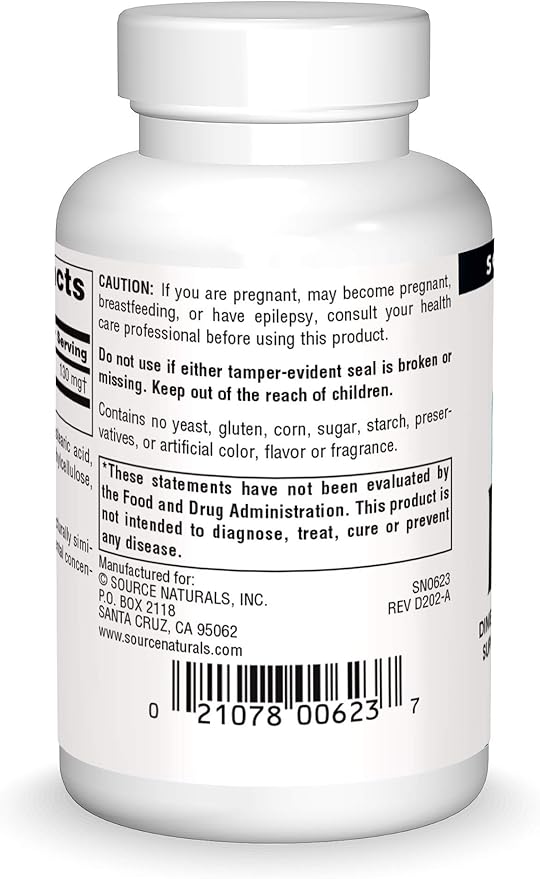 Source Naturals DMAE, Dimethylaminoethanol Bitartrate - Supports Mental Concentration - 100 Tablets