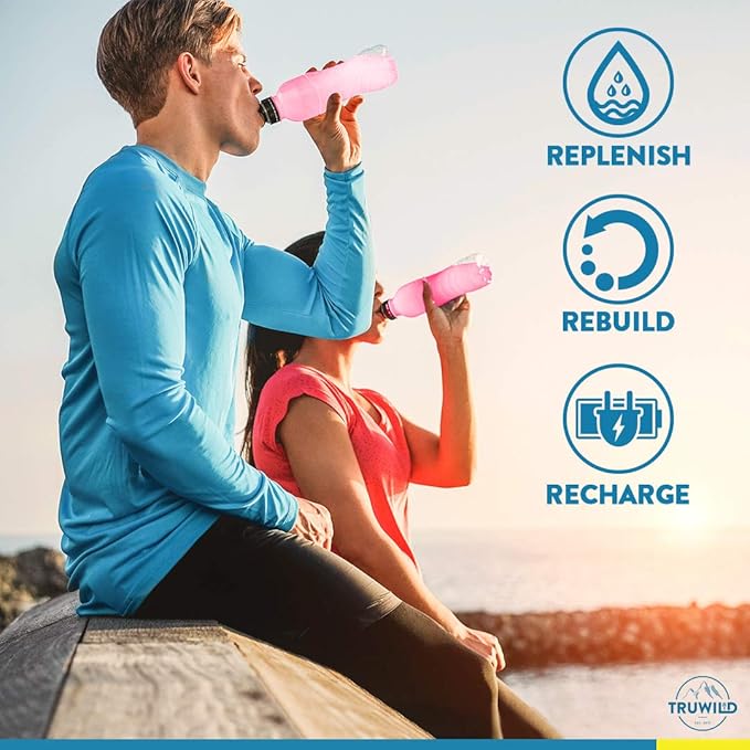 TruWild Natural Hydration Powder Single Serve Zero Sugar, Vegan Electrolytes + Amino Acids, Recovery Drink for Everyday Use, Post Workout Muscle Support Supplement + Magnesium (Watermelon Lemonade)