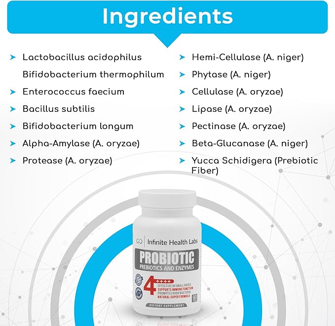 Probiotic Supplement/Infinite Health - 90 Small Easy to Swallow Capsules - All Natural, Helps Relieve Digestive Problems & Gas - Improves Immune System 2.1 Billion CFUs per Capsule