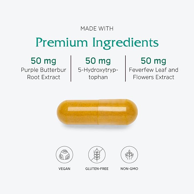 Vitanica, Butterbur Extra, Brain Chemistry and Vessel Support, Vegan, 120 Capsules