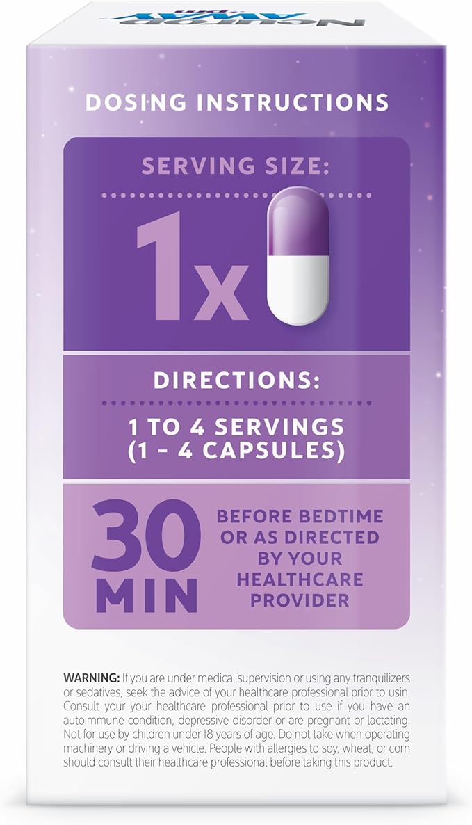 NeuropAWAY Nerve Support PM, with R-Alpha Lipoic Acid to Help Provide Nerve Relief in as Little as 5 Days, Acetyl-L-Carnitine, Theanine, Melatonin, and Methylcobalamin, 90 Capsules