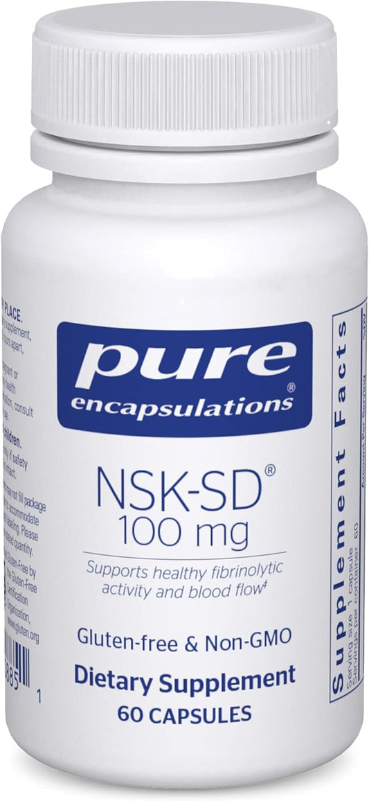 Pure Encapsulations NSK-SD - 100 mg Nattokinase - for Normal Blood Circulation - Supports Fibrinolytic Activity* - Gluten Free & Non-GMO - 60 Capsules