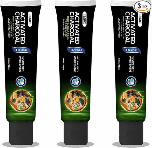 Jagat Activated Charcoal Toothpaste Pack of 3 – Teeth Whitening Tooth Paste with Charcoal Flavor, Fluoride Free Toothpaste for Adult, Natural Travel Tooth Paste, Vegan, Non Toxic, Gluten Free