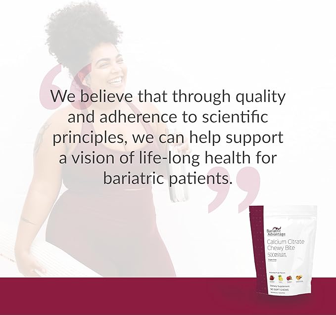 Bariatric Advantage Calcium Citrate Chewy Bites 500 mg - Highly Absorbable & Digestible - Vitamin D3 - Easily Chewable Calcium Supplement - Assorted Fruit - 90 Count