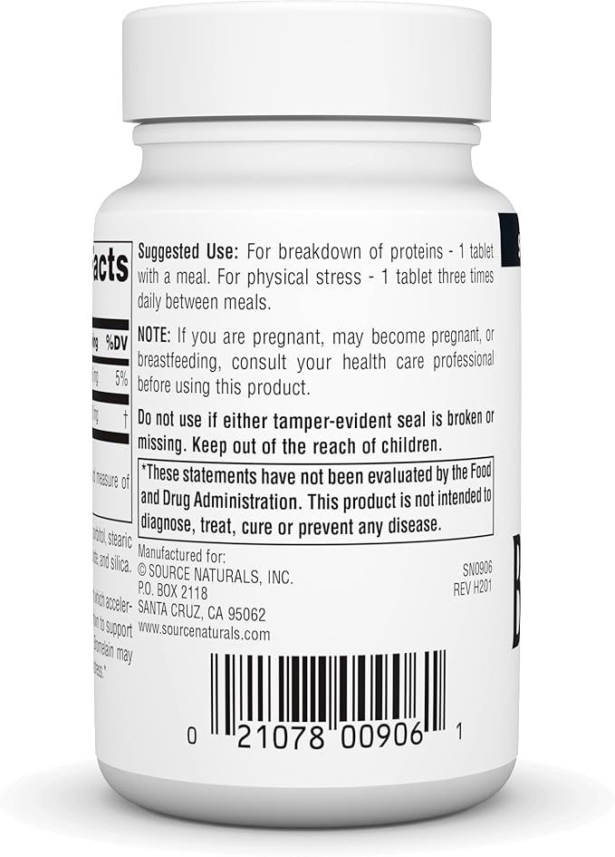 Source Naturals Bromelain 500mg Proteolytic Enzyme Supplement - 60 Tablets