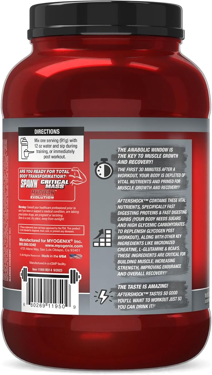 Myogenix Aftershock Post Workout — Muscle Growth Whey Protein Powder — Speeds Up Muscle Growth and Recovery — Supports Joint Health and Replenishes Glycogen — Fruit Punch, 3 lbs