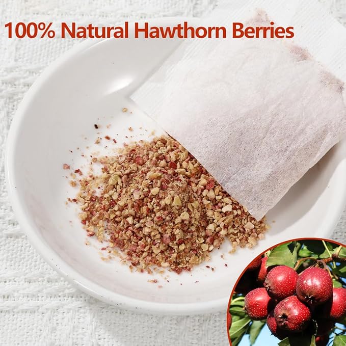 Premium 60 Hawthorn Berry Tea Bags, Made with 100% Natural Hawthorn Berries, Aid Digestion & Provide Antioxidants, No Additives & Caffeine Free.