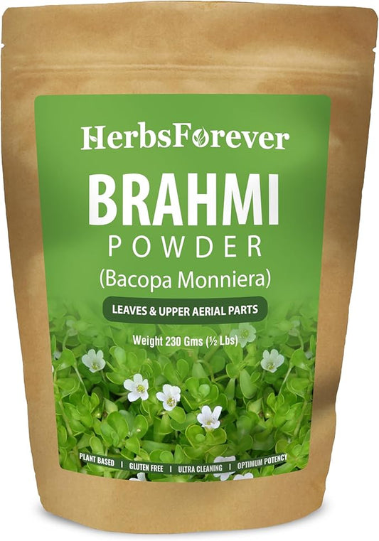 Brahmi Powder I 100% Pure Bacopa Monnieri I Natural Herbal Supplement – Non-GMO, Vegan, Gluten-Free I Supports Wellness – Premium Quality 230 GMS