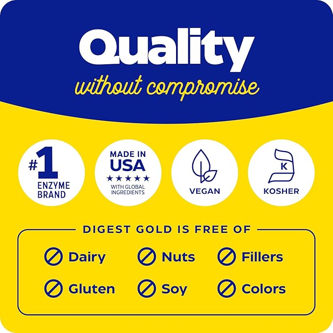 Enzymedica Digest Gold + ATPro, Maximum Strength Enzyme Formula, 14 Key Enzymes Including Amylase, Protease, Lipase and Lactase, 120 Capsules