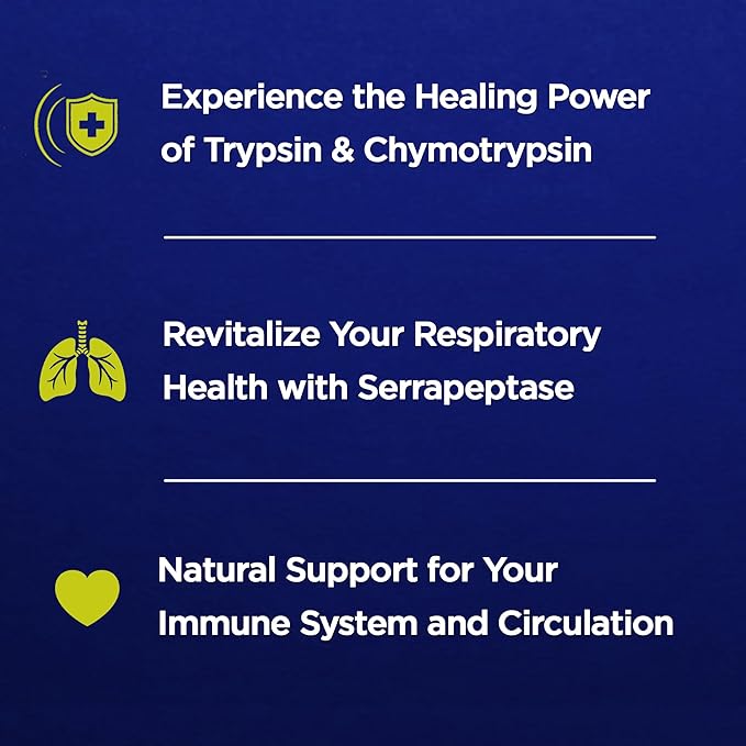 Proteolytic Enzymes 3X - Trypsin, Chymotrypsin & Serrapeptidase - Reduces Edema & Irritation from Tissue Injury - Supports Body Wellness & Recovery - Dietary Supplement - 90 Capsules
