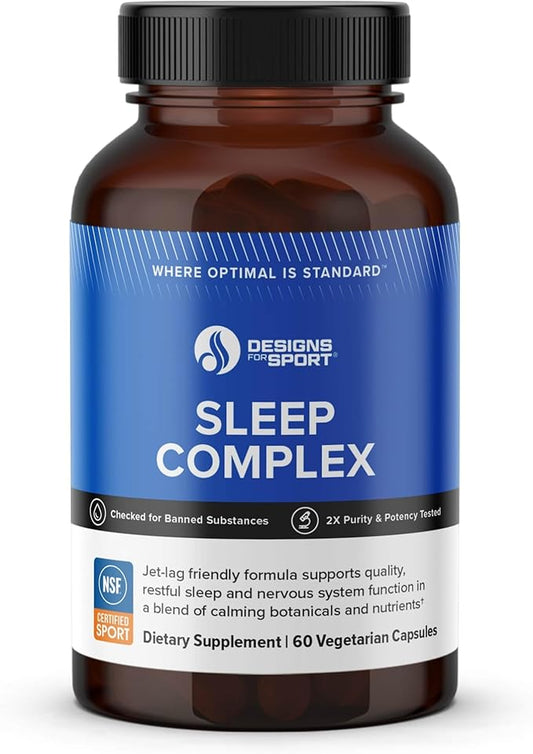 Designs for Sport Sleep Complex - Supports Relaxation & Restful Sleep* - Nutrients & Botanicals with Neurotransmitter Precursors - NSF Certified for Sport - 60 Vegetarian Capsules