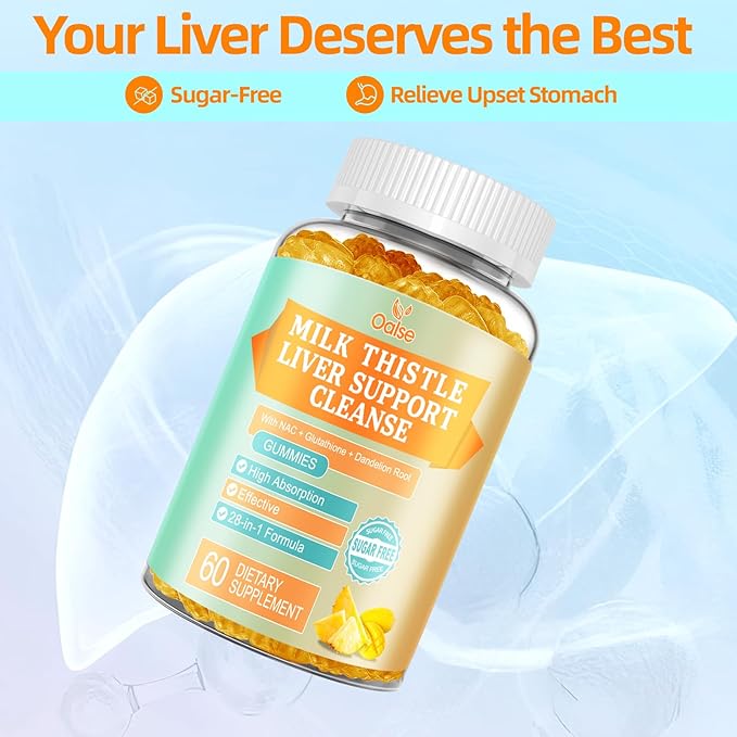OALSE（2 Pack 2000 Mg Milk Thistle Gummies - Mango Pineapple - with NAC, Glutathione, Dandelion Root, etc - Gentle Detox* & Cleanse*, Gluten-Free, 120 Counts
