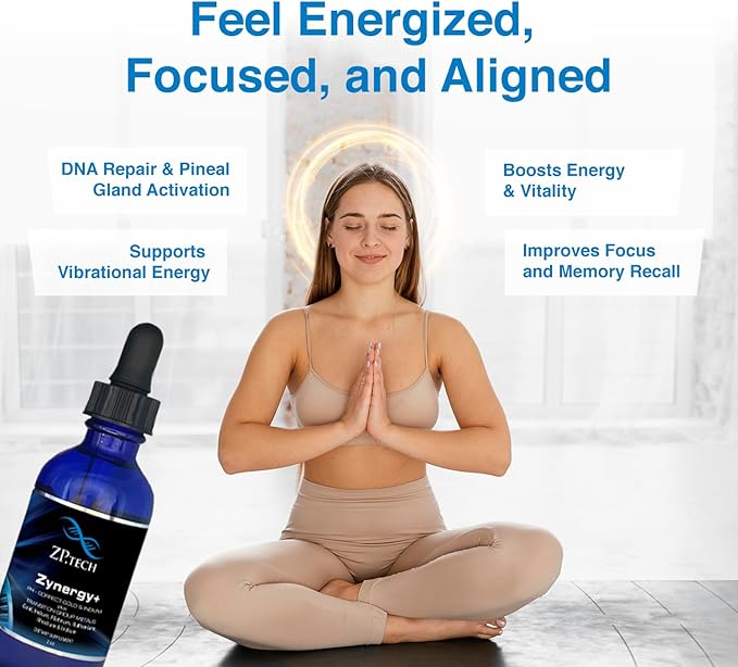 Zynergy Plus Colloidal Ormus Gold Liquid | All Natural, Pure Monoatomic 24k Food Grade Mineral Au & Indium | Ormus Gold Oil Supports Pineal Gland, Anti-Aging, Meditation, Yoga, Third Eye