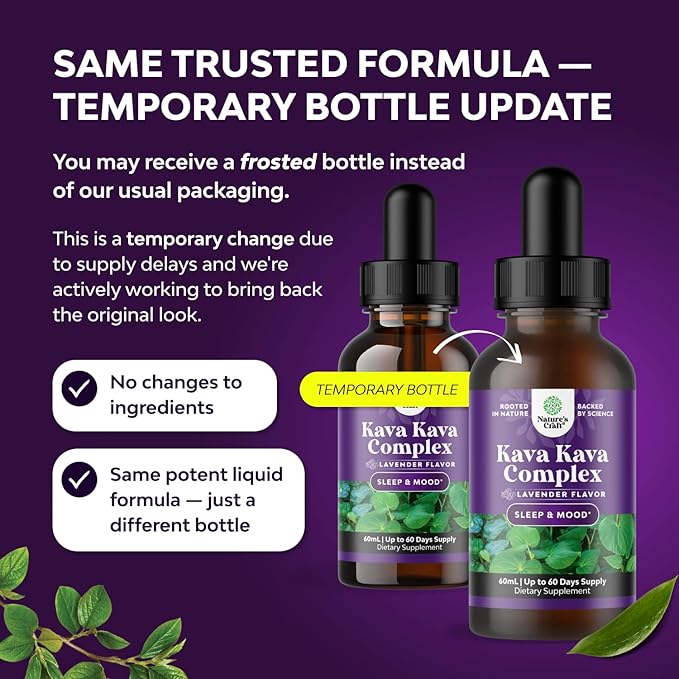 Natures Craft Potent Liquid Kava Kava Drops Supplement - Fast Acting Herbal Support with Kavalactones for Balanced Mood - Relax Calming Tonic for Stress Relief & Better Sleep - 60 ml Tinctura